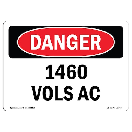 Signmission Safety Sign, OSHA Danger, 12" Height, 18" Width, Rigid Plastic, 4160 Volts AC, Landscape OS-DS-P-1218-L-1953